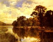 亨利 希利尔 帕克 : Cattle Watering on a Riverbank